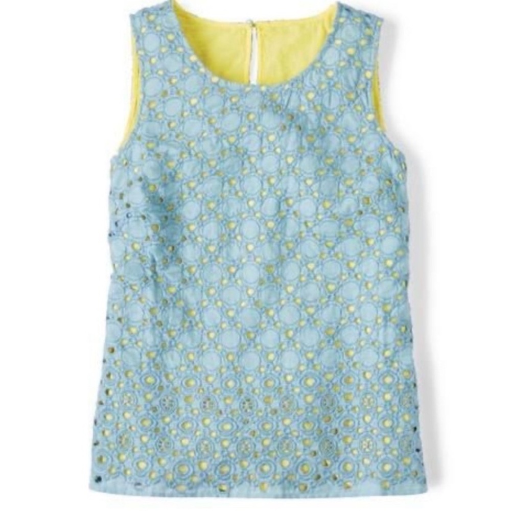 Boden eyelet tank lined in yellow size 6